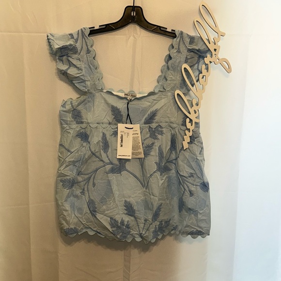 JULIET DUNN

Pale Blue Baby Doll Top with Bellflower Block Print - Picture 6 of 12